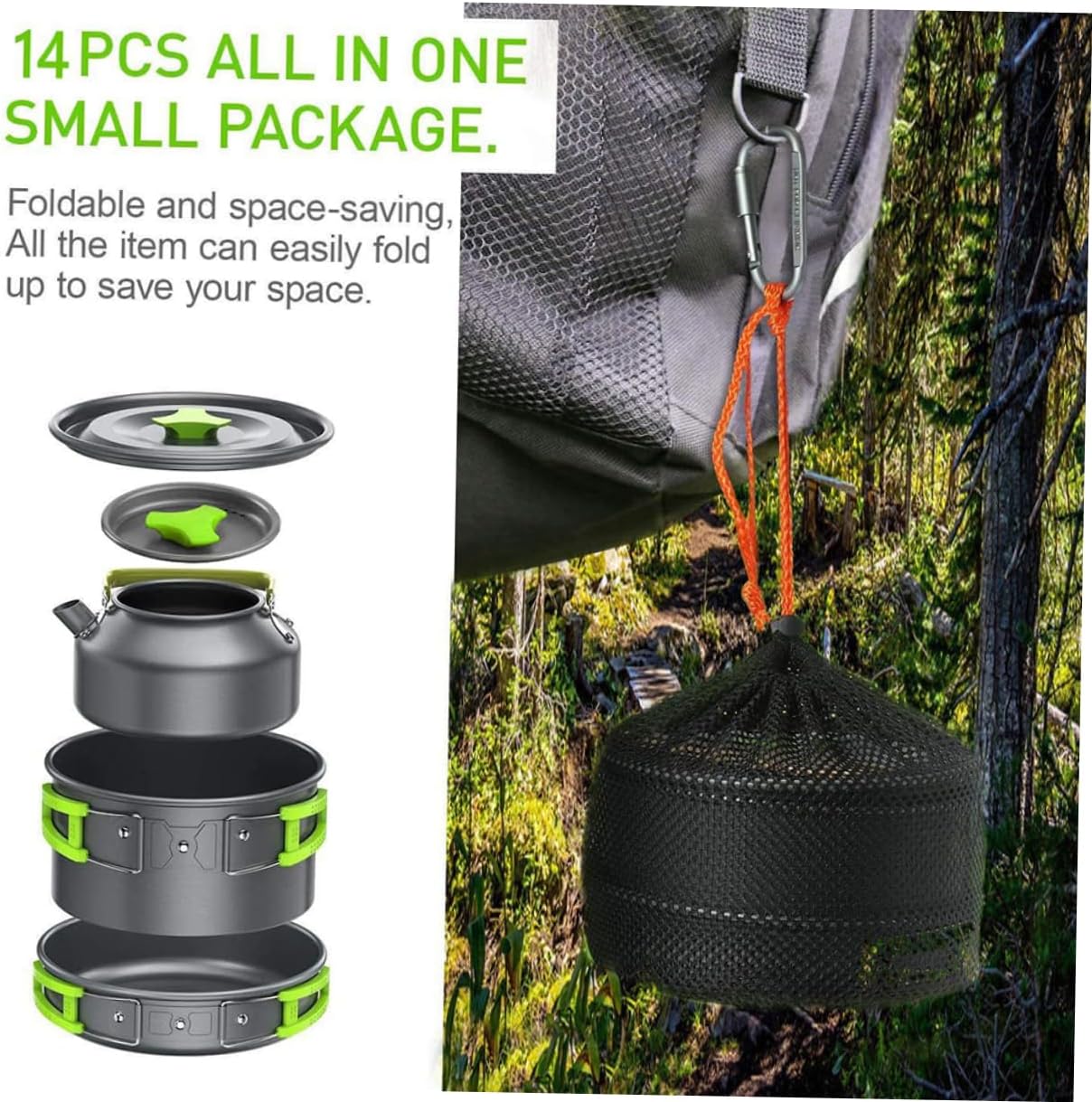 1 Set Portable Cookware for Camping and BBQ Lightweight Cookware with Cutlery and Easy to Carry for Outdoor Adventures and Picnics