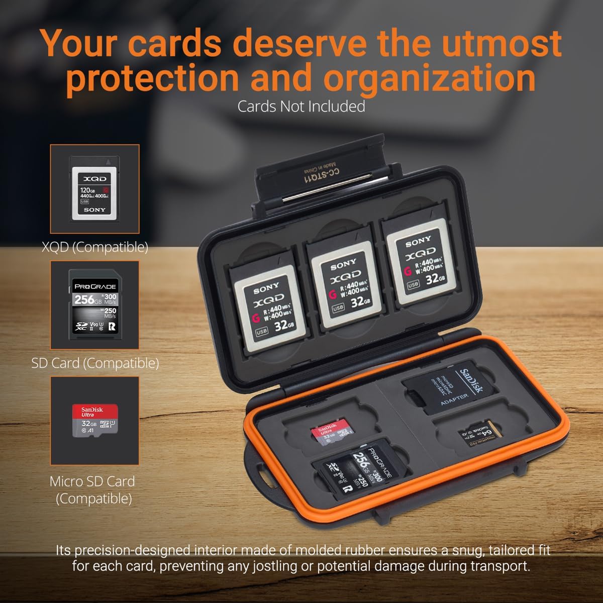 Slinger Card Caddy Memory Case for XQD or CFexpress Type-B, SD and microSD Cards, Black