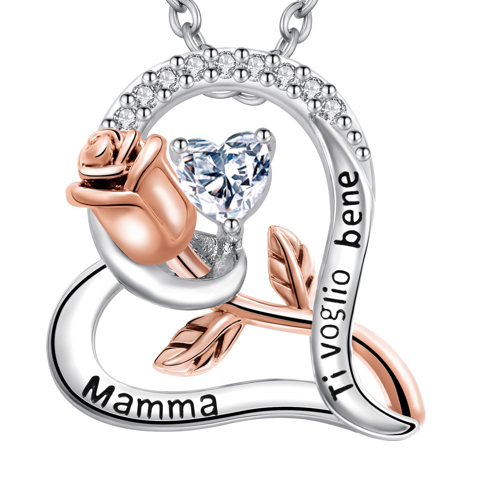 MAMIJUX Bracciale con ciondolo a cuore con scritta Ti voglio bene dedicato alla Sorella, in acciaio rosato