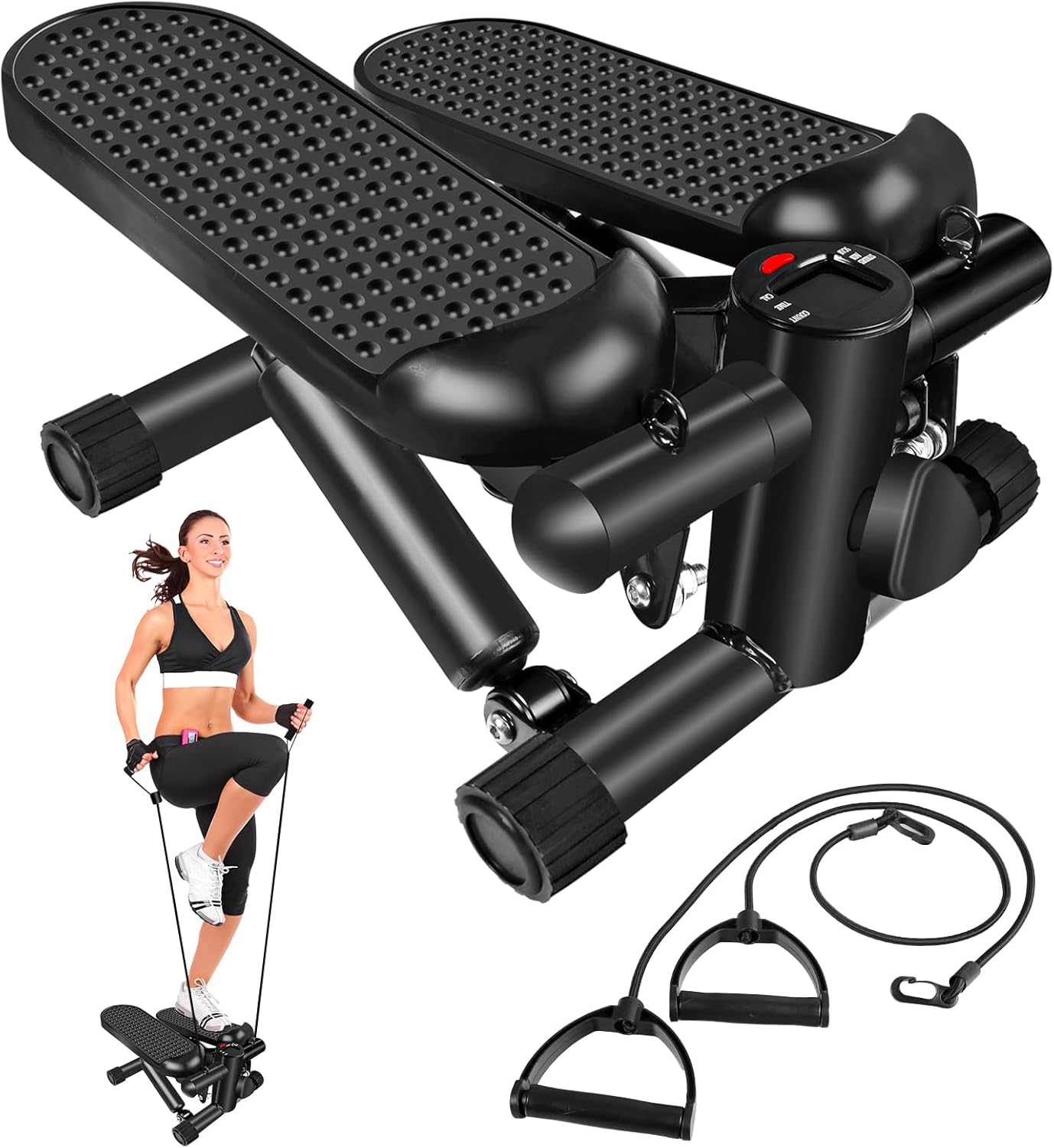 Hydraulic Fitness Stepper with LCD Monitor - Mini Stepper with 300LBS Loading Capacity