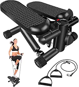 Yatytepo Steppers Para Exercícios, Stepper De Escada Com Faixas De Resistência, Mini Stepper Com Capacidade De Carga De 300 Libras, Stepper Hidráulico De Fitness Com Monitor Lcd