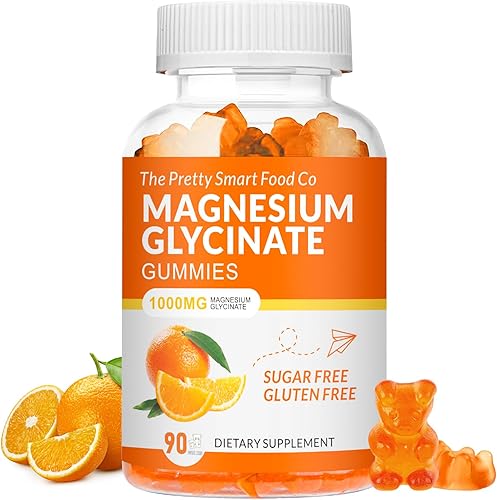 Gomitas de glicinato de magnesio de 1000 mg - 90 unidades  Suplementos de magnesio y potasio para relajación, alivio del estrés, con vitamina D, B6,