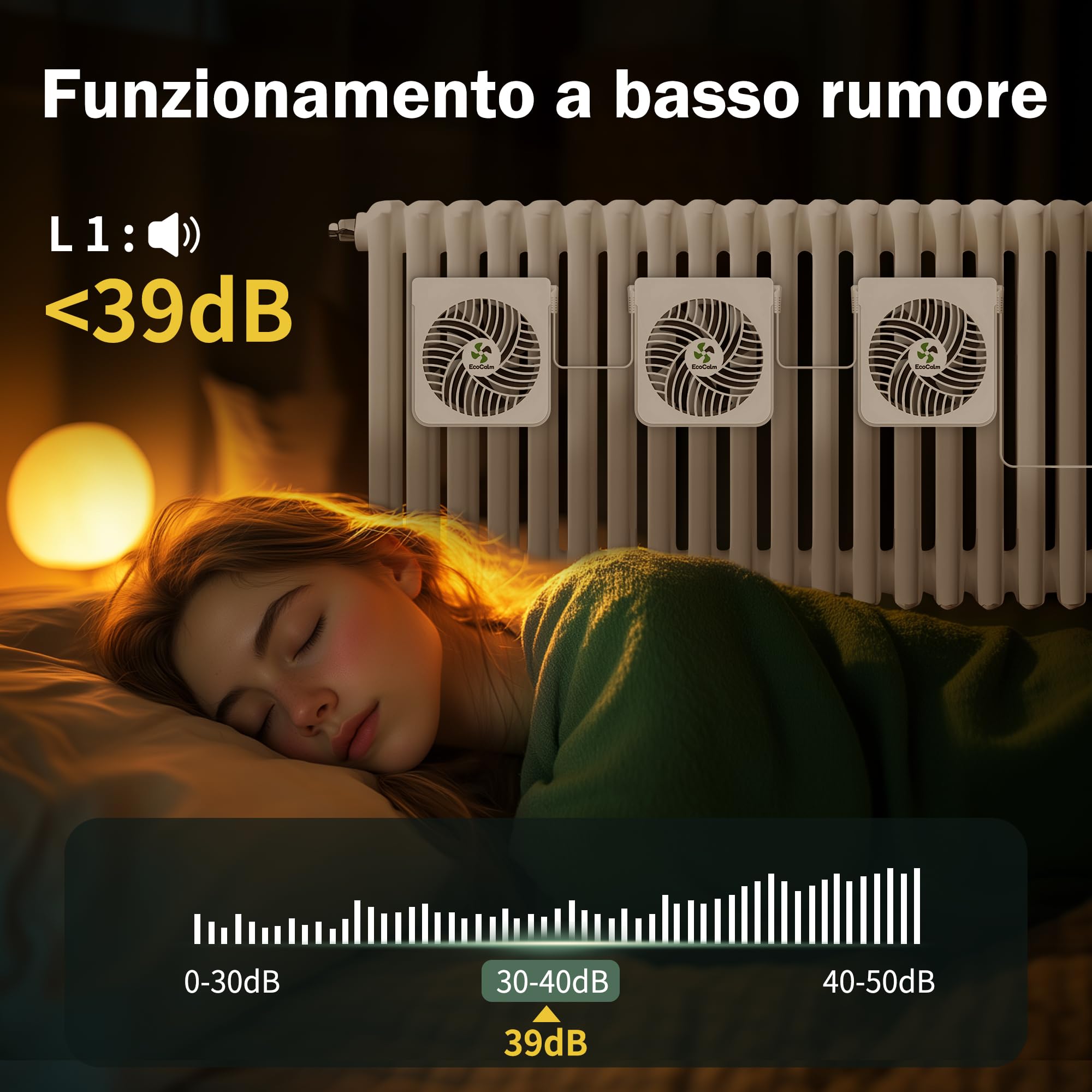 Ventilatore per radiatori in ghisa, 3 ventole per termosifoni con termostato e magneti, ventola per termosifone Aumenta l'efficienza del riscaldamento e ne risparmia i costi