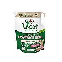 Vert – Ecodetergente Lavatrice Bebè – Fragranza Latte d’Avena, 100% Origine Naturale, Superefficace anche sulle Macchie del Bebé, Ipoallergenico, per Pelli Sensibili – Flacone da 1200 ml, 30 Lavaggi