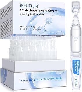 3% Hyaluronic Acid Serum Ultra-Hydrating Vials 30 pcs - 3% Hyaluronic Acid Serum For Face - Single Use Hyaluronic Acid Tubes - Intensive Moisturizing, Skin Tightening, Emergency Repair, Anti-Aging