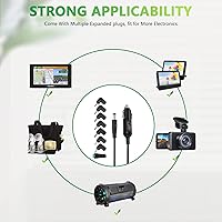 Vista 3 de Cable de alimentación de 12 V CC para automóvil con 8 conectores para encendedor de cigarrillos, reproductor de DVD portátil, DVR de automóvil