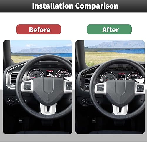 Miniatura 5 de CheroCar Cubierta de tablero de consola central, accesorios interiores para Dodge Charger 2011-2014, fibra de carbono