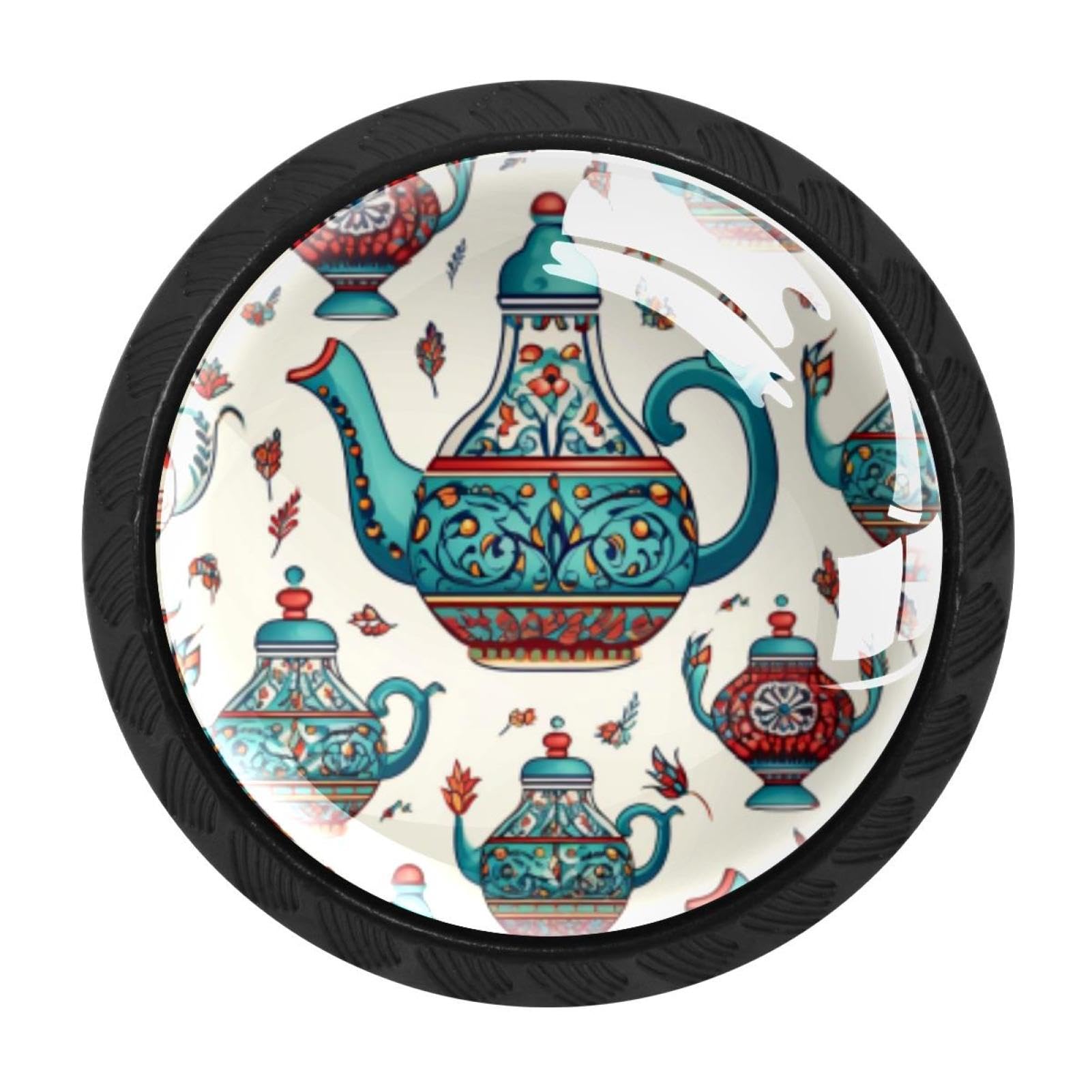 CHENZZZZ 4 Pieces Arabian Tea Kettle Drawer Knobs, 35mm Black Cabinet Knobs, Drawer Pulls and Knobs, Dresser Drawer Knobs, Cabinet Hardware Kitchen Cabinet Knobs