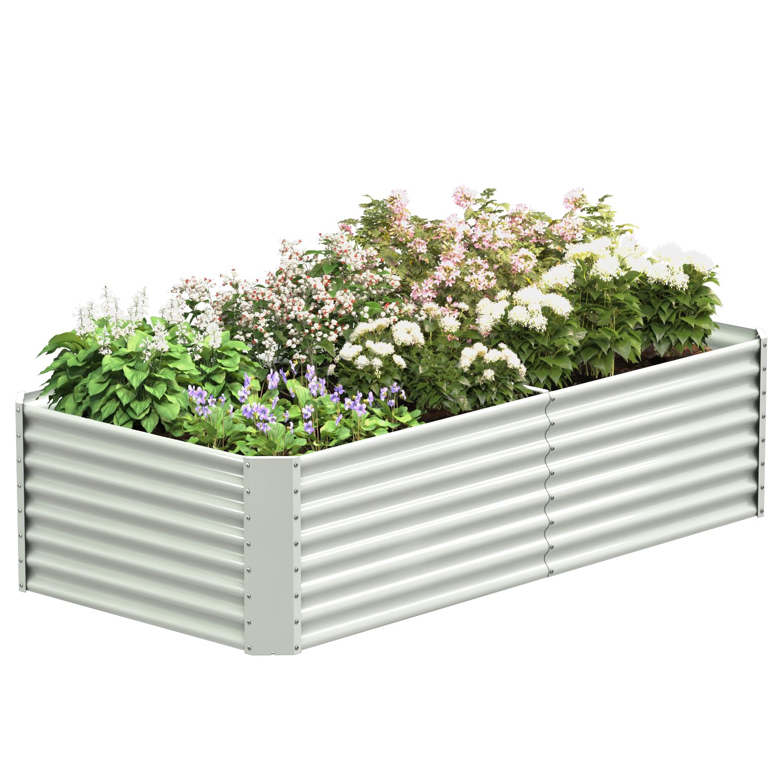 FRIZIONE 6FT(L)×3FT(W)×2FT(H) Raised Garden Bed Outdoor for Flower, Garden Planter Box for Vegetable, Raised Garden Beds for Herb, Succulent, White