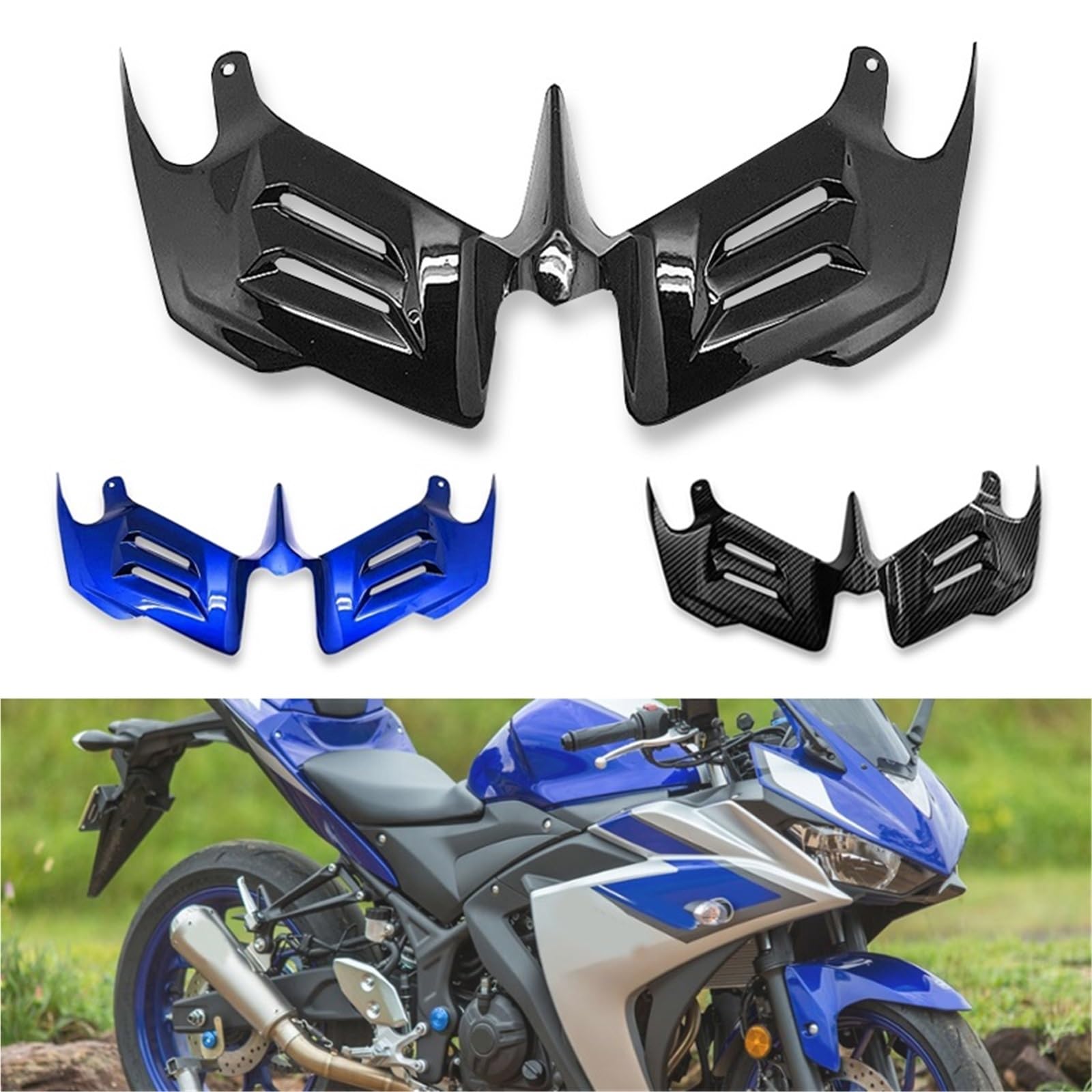 Front Bumper Splitter dachowy Pasuje do Yamaha YZFR3 YZFR6 YZFR25 2008-2016 Naked Front Spoiler Winglet Aerodynamiczny zestaw spojlerów