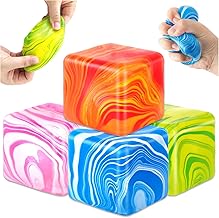 Audasi 4 Pcs Fidget Toys Squishy Stress Cube, Solid Ice Cube High Density Malt Sugar Filled Squishy Stress Relief Toys Autism Fidget Balls Sensory Anxiety Relief Item for Kids Adults