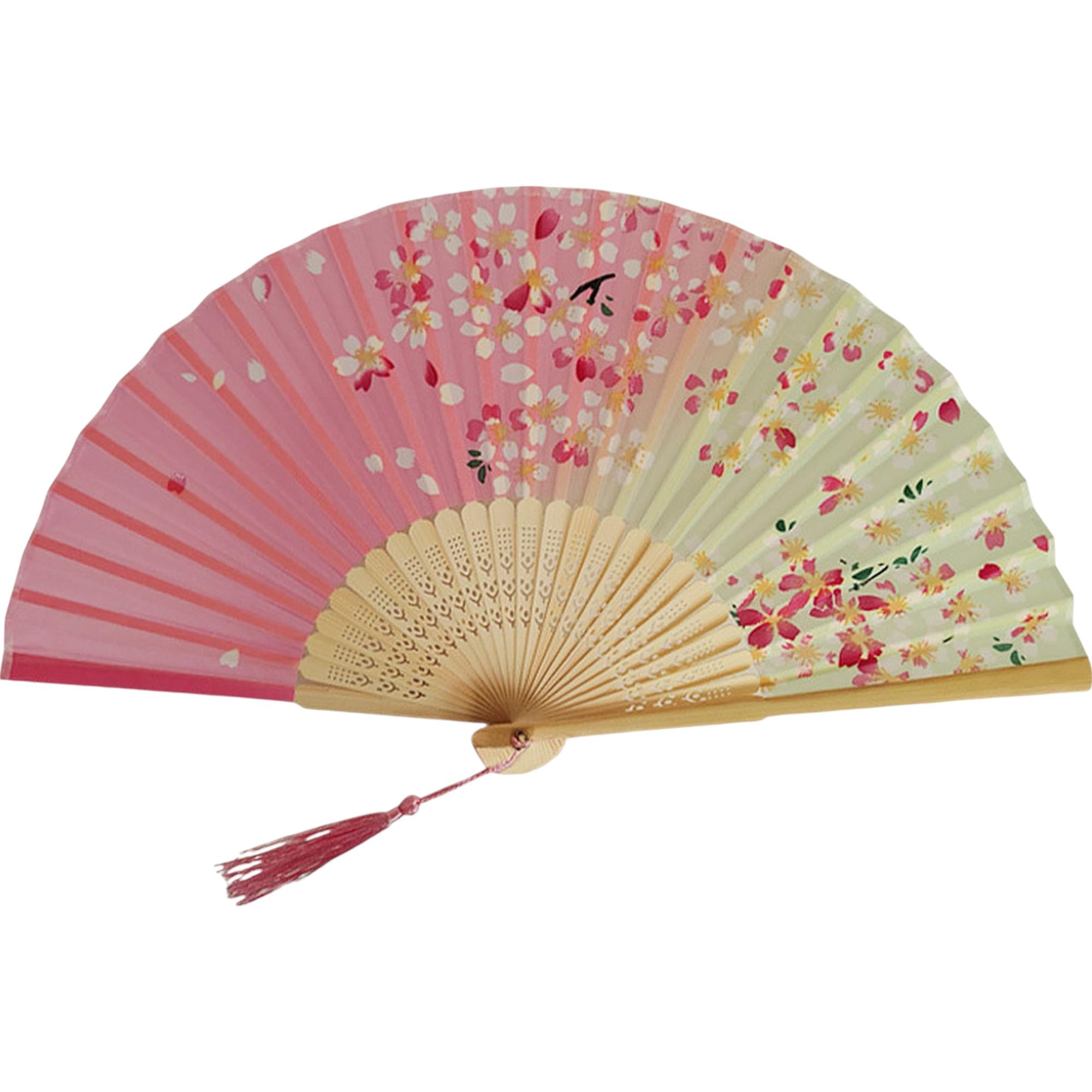 GFM® Bamboo and Silk Handheld Folding Chinese Hand Fan Wooden Wood Fans for Summer, Wedding, Party Favour etc (FLSLK-CH-38) — image 1