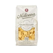 La Molisana, Conchiglie Rigate n. 25, Pasta da Solo Grano Italiano – Trafilata al Bronzo, Ruvida e Tenace con Eccellente Tenuta in Cottura – Confezione da 500 g