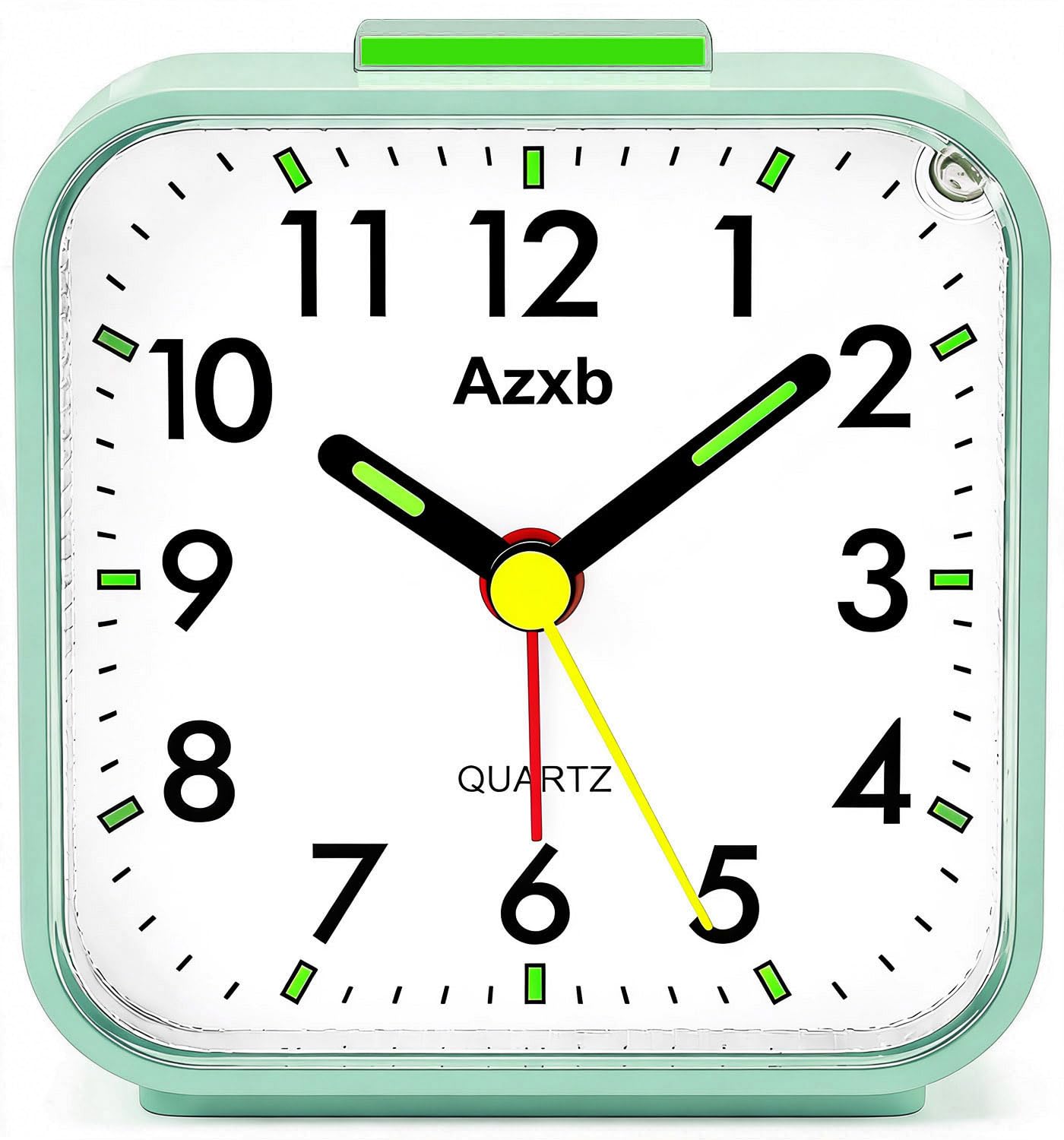 Azxb Analog Alarm Clock, Silent No Ticking Travel Alarm Clock with Night Light, Snooze, Battery Operated, Loud Alarm, Luminous, Quiet Small Desk Clock for Bedrooms Deep Sleeper Adults Kids, Easy Set