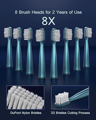 Vista 40 de Cepillo de dientes eléctrico sónico para adultos, cepillo de dientes sónico recargable por USB con 8 cabezales de cepillo, temporizador inteligente