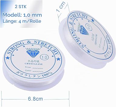 2 Rolls 1 mm x 4 m Elastic Band for Bracelets Elastic Band for Bracelets