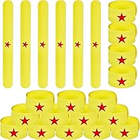 Vista 1 de WILLBOND 24 pulseras de palmadas amarillas con estrella roja para fiesta de cumpleaños de niñas, suministros de equipo de niñas, regalos de poder