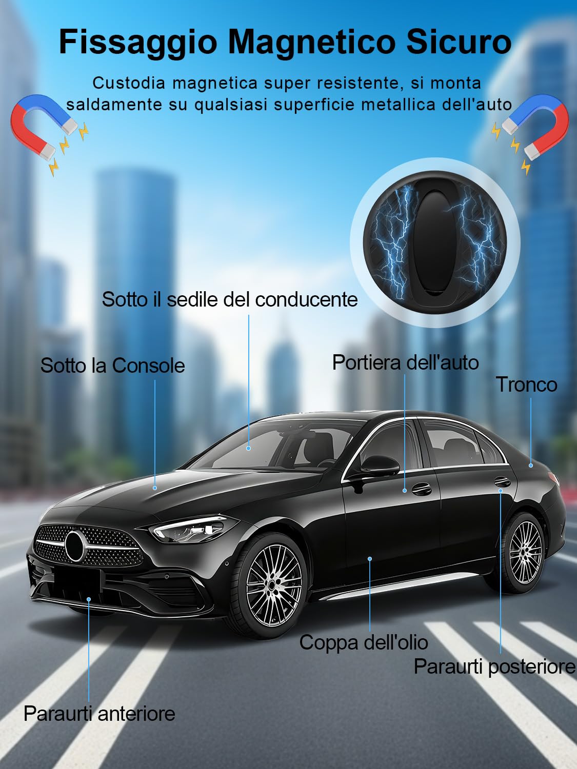 GPS Tracker per Auto, Localizzatore GPS Compatibile con A-pple Find My (solo iOS), Nessun Abbonamento Richiesto, Custodia Protettiva Magnetica, Impermeabile IP65, Batteria con Durata di 365 Giorni - 3