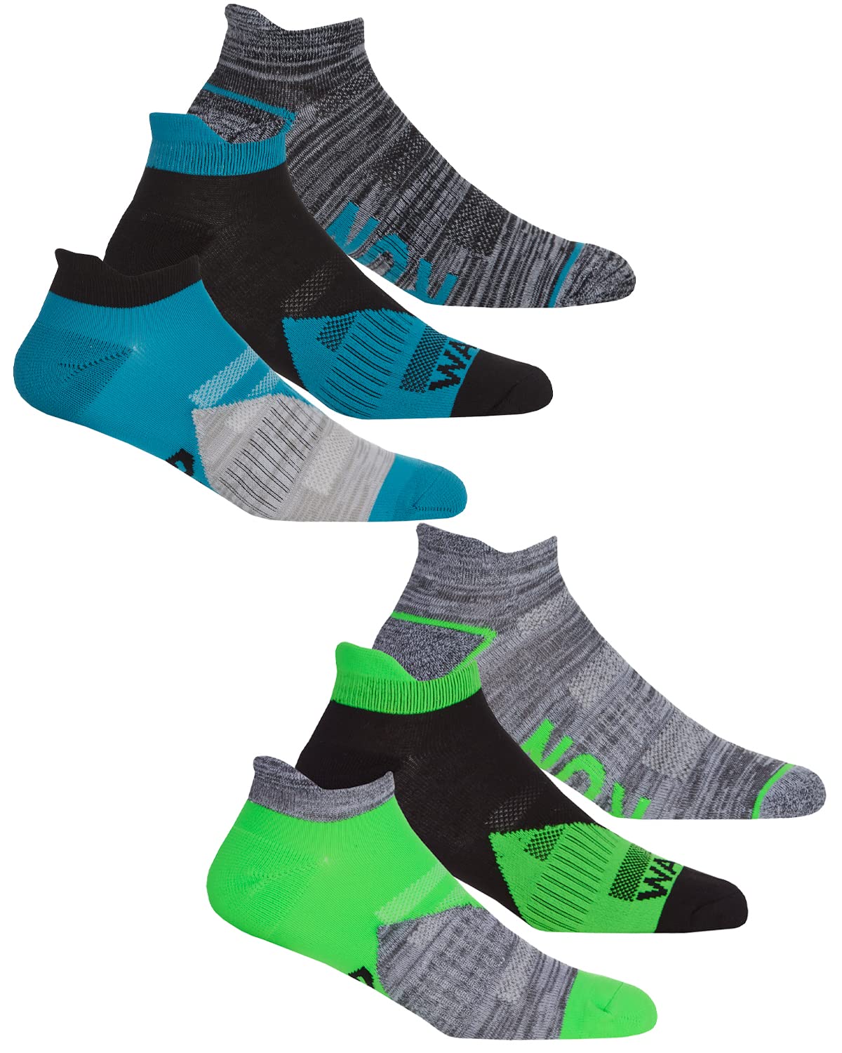 Undercover Men's 6 Pairs - Blue/Green 6 Pairs Sport Trainer Socks 40B532 Blue