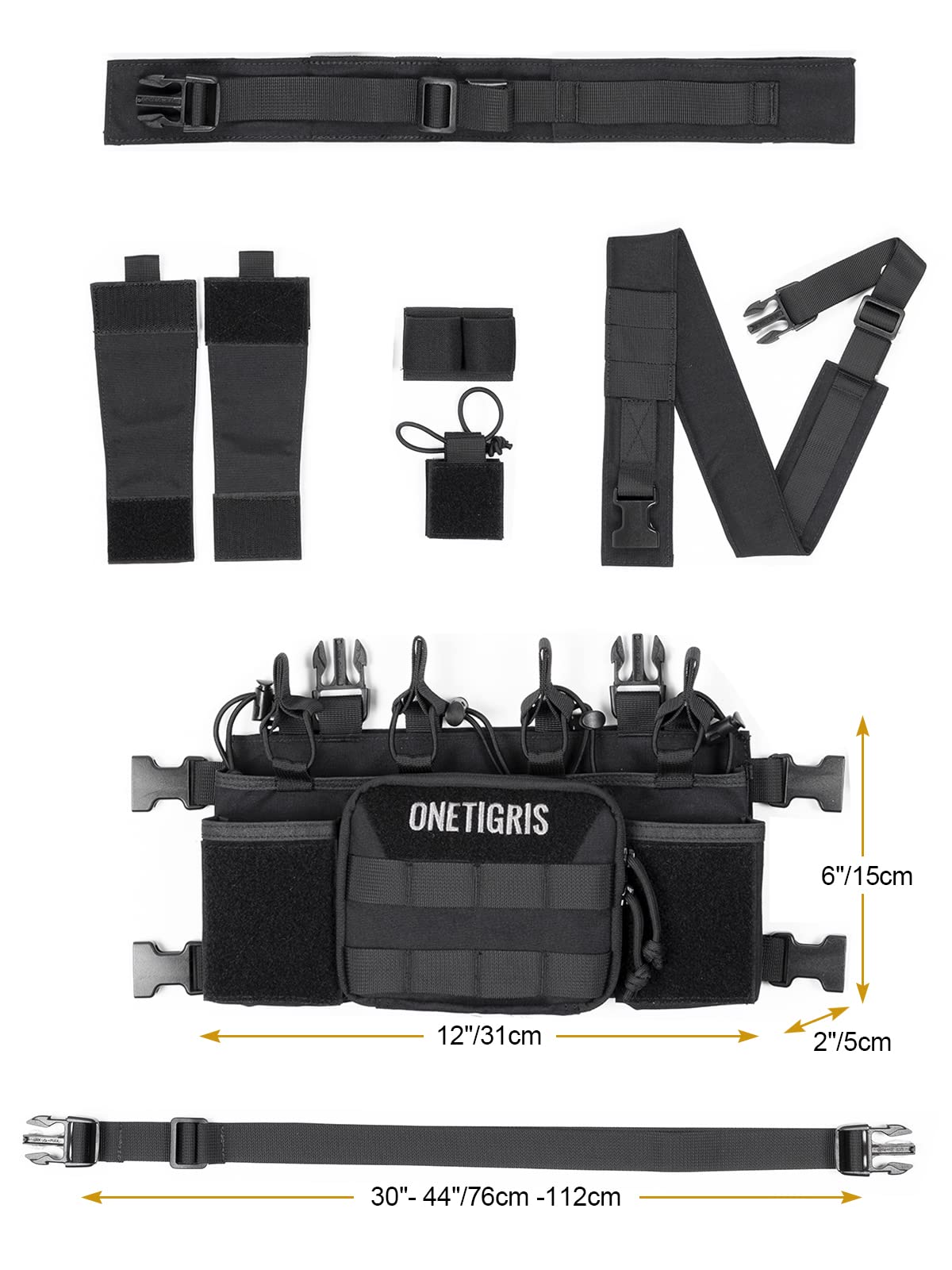 OneTigris Chest Rig MOLLE, Gilet Tactique Réglable pour Airsoft, Jeux CS, et Chasse Militaire