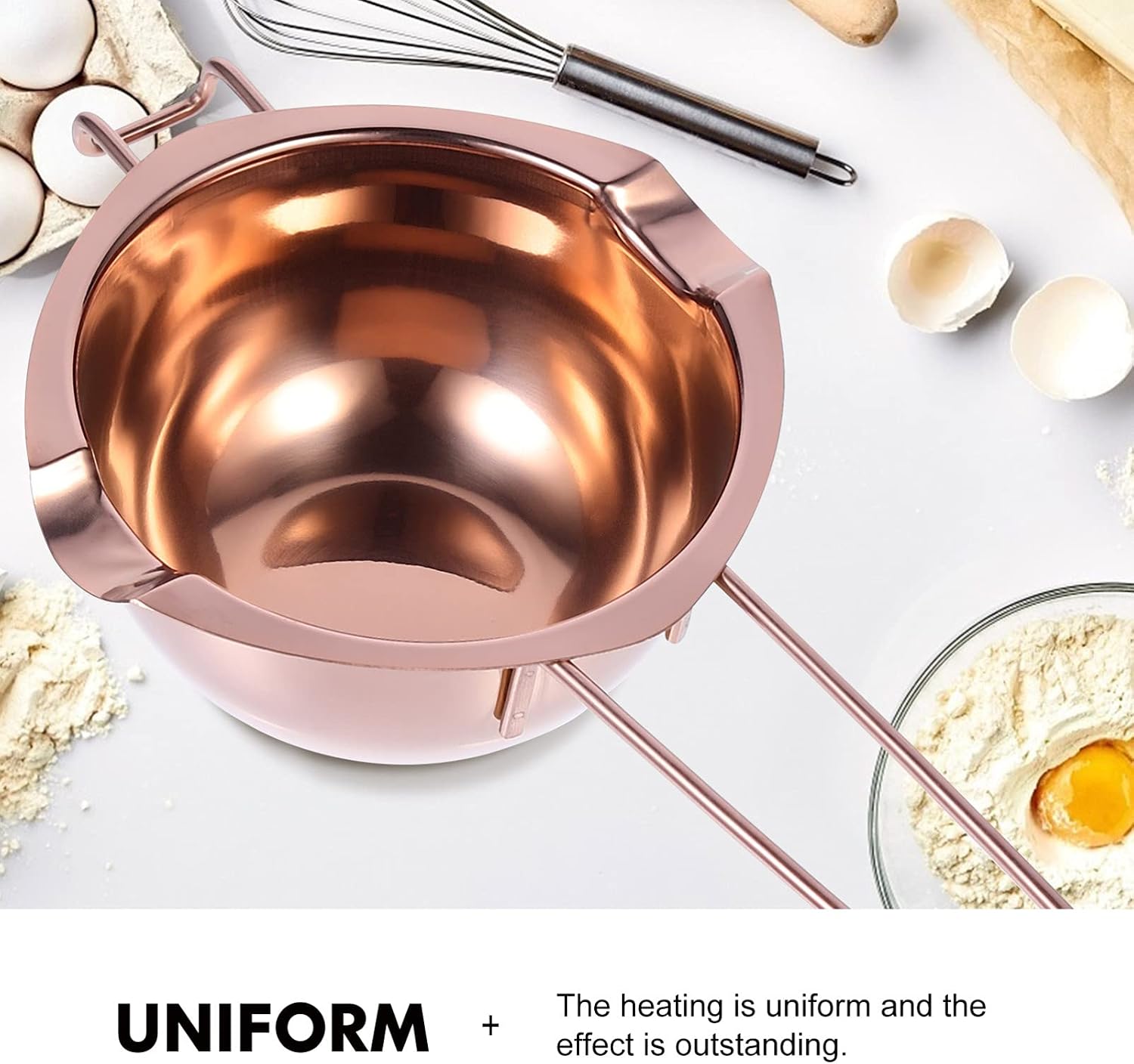Boiler Pot Butter Melt Bowl Chocolate Melting Bowl Candy Warmer Heating Pot for Chocolate Cheese Candy Butter Caramel Milk(Rose Gold)