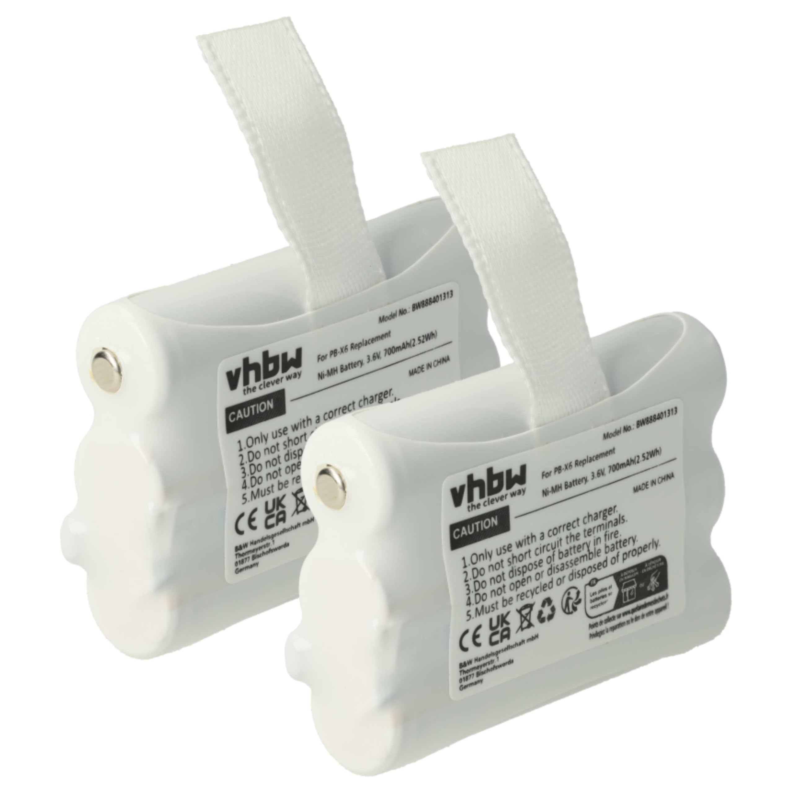 vhbw 2 x bateria Midland PB-X6 do radia (700 mAh, 3,6 V, NiMH)