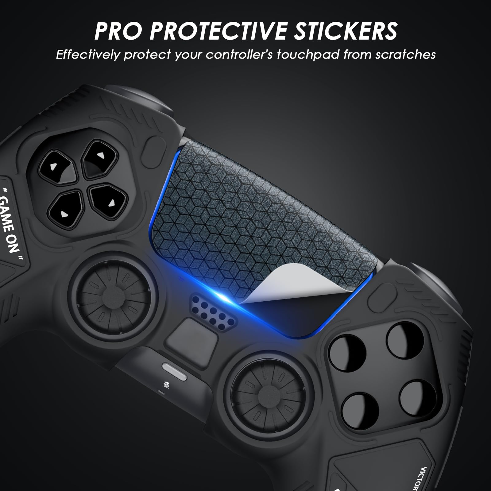 2 pcs Anti Slip Cover Skin for PS5 Controller,JORREP Housse antidérapante en Silicone pour Manette PS5 avec emplacements pour Les Pouces, Autocollants pour pavé Tactile,Noir