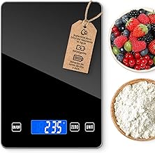 NIWOHOM Bascula Cocina,15 KG Báscula de Cocina Digita,Peso de Cocina Precisión de 1g con Pantalla LCD Grande,Función de Tara,Vidrio Templado,Balanza Cocina para Hornear y Cocinar