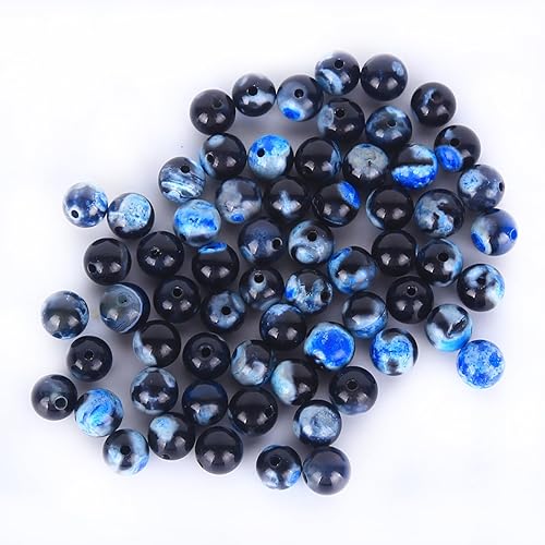 Miniatura 4 de ALZLDYS 63 cuentas de piedra sueltas de ágata de fuego azul natural natural de 0.236 pulgadas (0.236 in) para fabricación de joyas de 15.5 pulgadas,