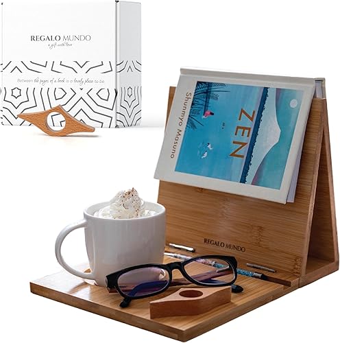 Soporte de Libro de Bambú en Forma de Triángulo – Perfecto para Tu Rincón de Lectura – Regalos Ideales para Lectores y Gusanos de Libros