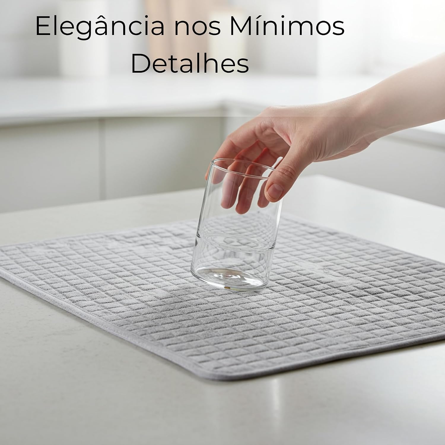 FEZTEZZO Tapete Escorredor de Louça Ultra Absorvente, Base Antiderrapante para Bancada e Pia, Secagem Rápida (49x37cm)