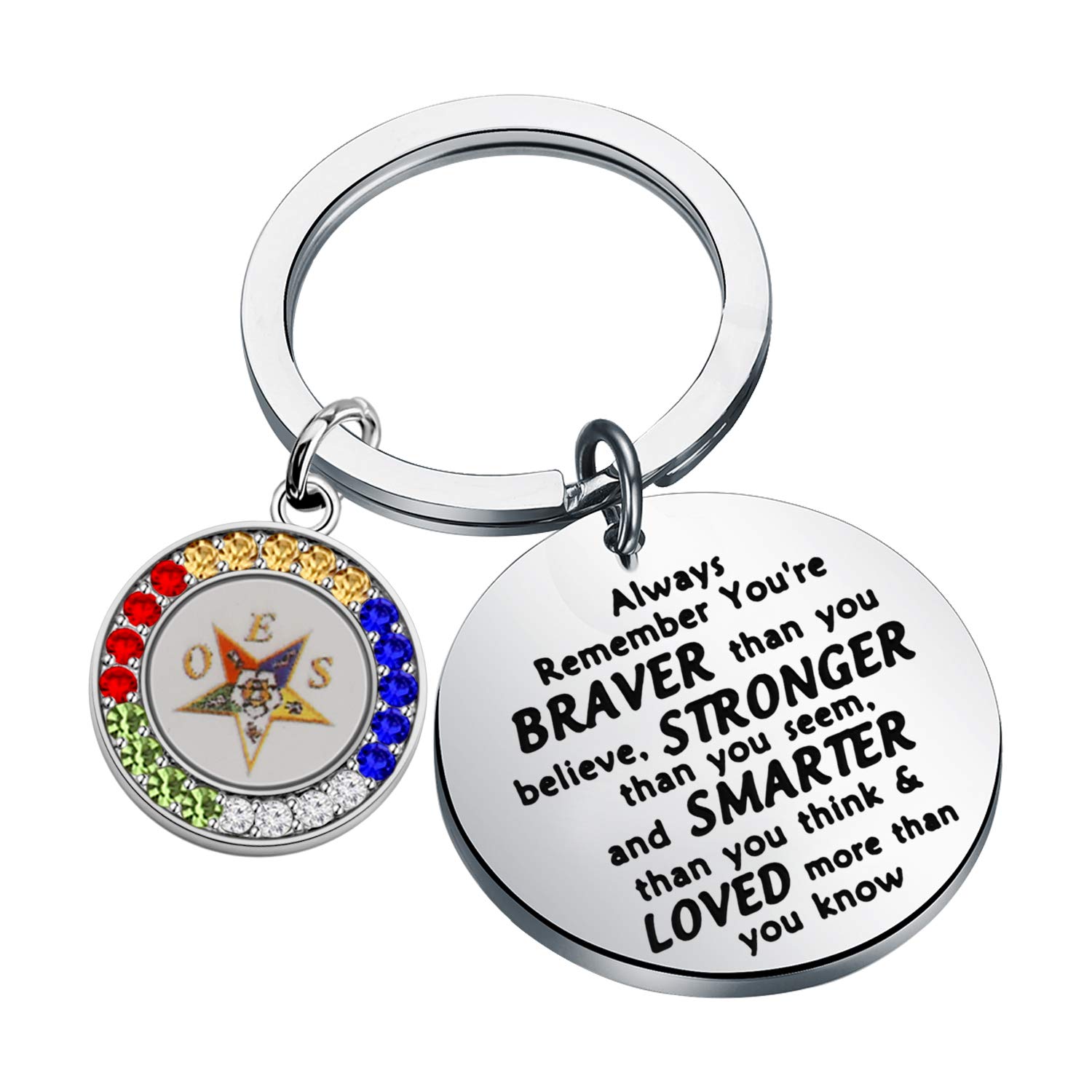 SEIRAA OES Symbol Jewelry Order of The Eastern Star Sorority Gift Always Remember You’re Braver Than you Believed Key Chain