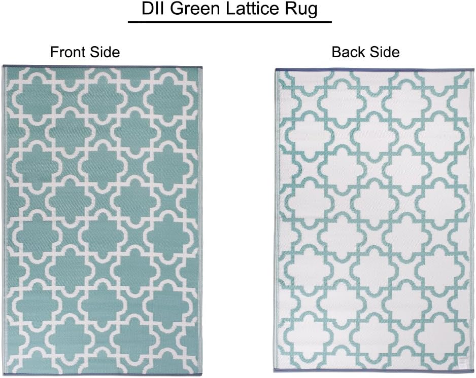 DII Reversible Outdoor Lattice Woven Rug, 4x6 Ft, Aqua
