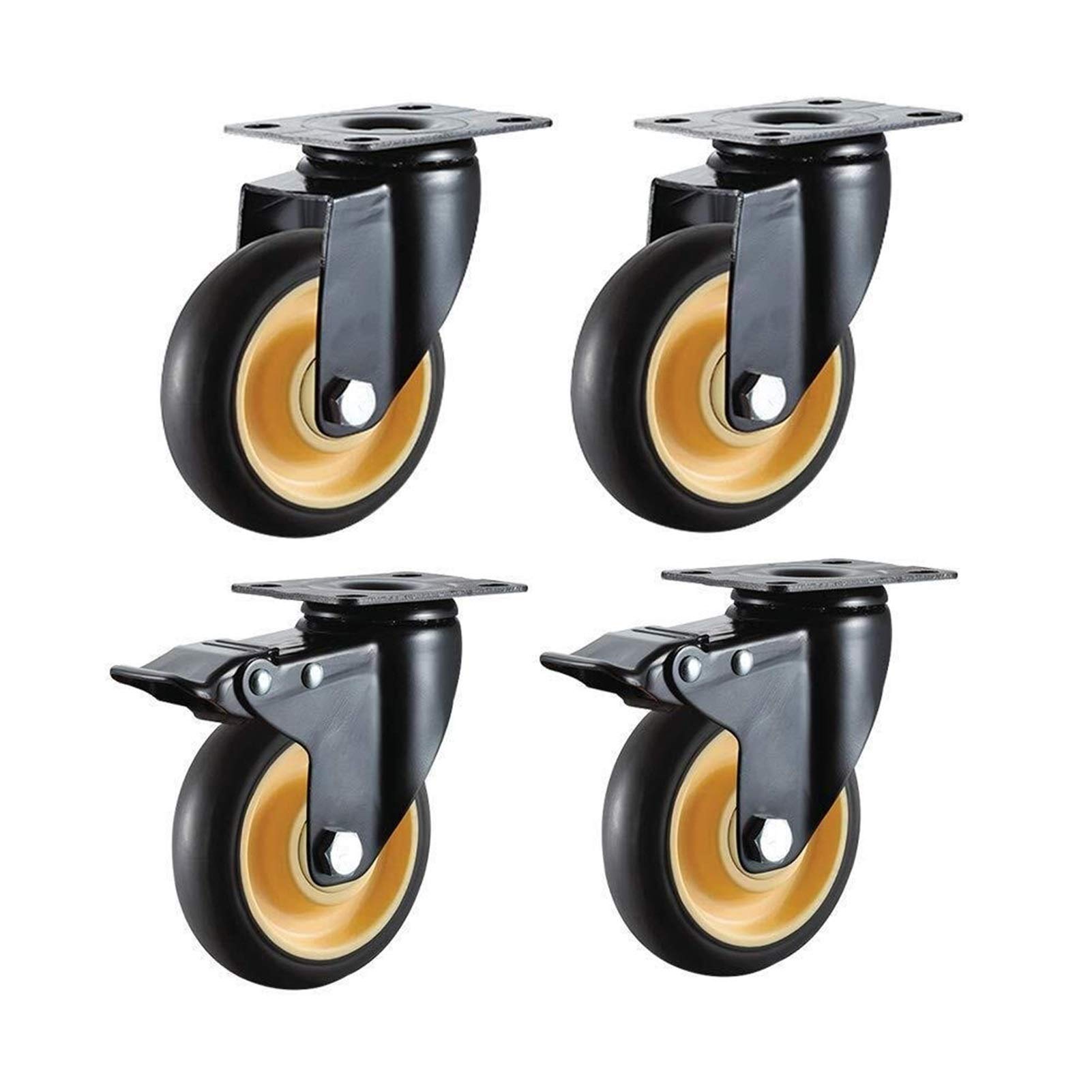 4pcs roulettes de Meubles 3 Pouces 75Mm/4 Pouces 100Mm - Roues Plaque Pivotant Heavy Duty Transport Industriel Frein Universel (Color : D, Size : 4in)