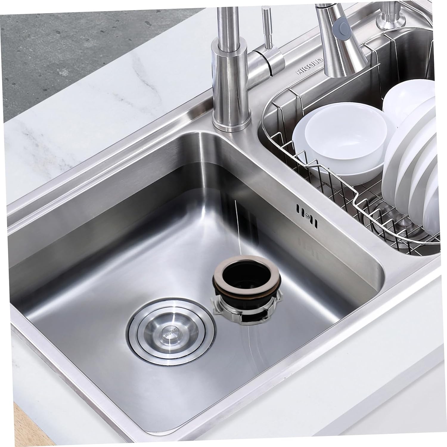 Artibetter Waste Disposal Accessory Stainless Steel Drain Flange Stopper for Kitchen Sink Easy to Install Locking Nut Prevents Splashing Garbage Disposal Part