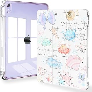 Feams Slim Case for iPad Air 11-inch M4/M3/M2 (2026/2025/2024), iPad Air 5th/4th Generation (2022/2020) 10.9 Inch Case Clear Back with Pencil Holder & Auto Sleep, Seashell