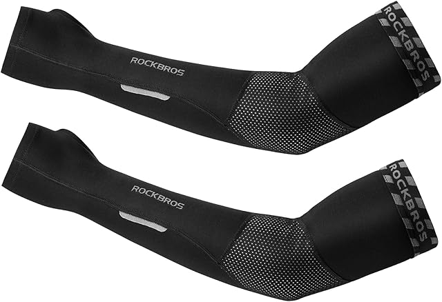 ROCKBROS Unisex Arm Sleeves Winter Cycling Thermal Leg Warmers Double Anti-slip Knee Protection Arm Warmers UV Sun Protection Windproof Warm for Cycling Hiking Running Outdoor S-3XL