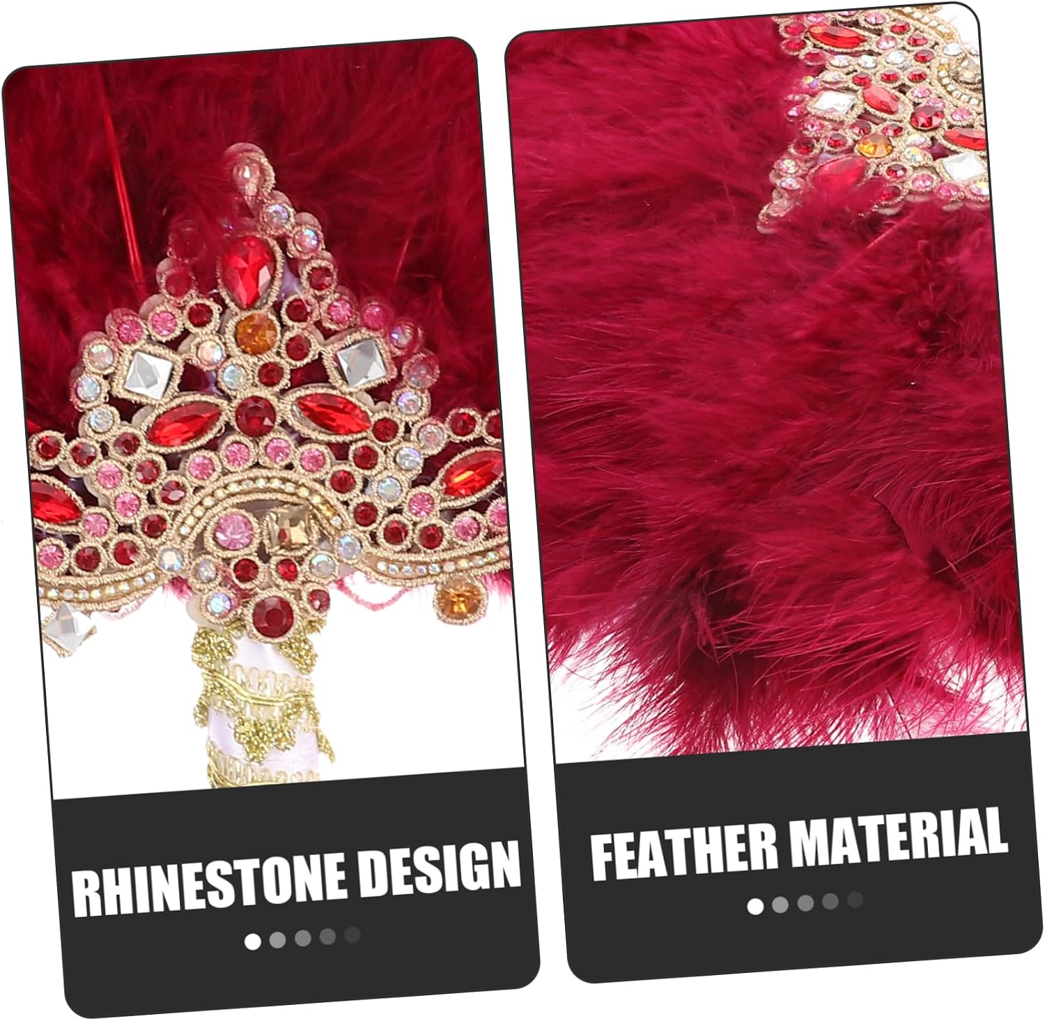 Alipis Plastic Plume Material Fan Decorative Fan Prop Fan for Bride Unique Rhinestone Plume Design Long-Lasting Use