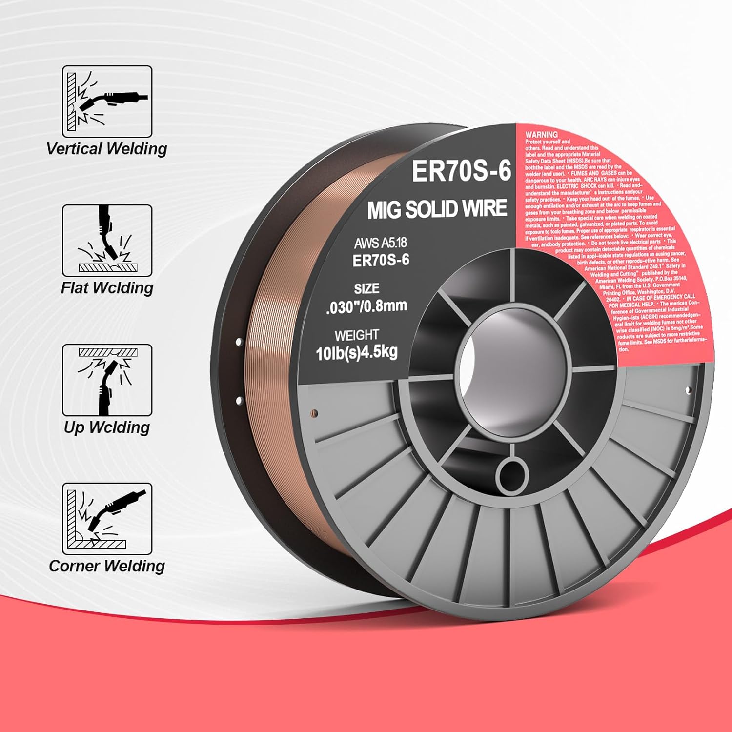 ER70S-6 .035-Inch on 10-Pound Spool Carbon Steel Mig Solid Strong ABS Plastic Spool Welding Wire (0.030-inch 10LB 2pk)