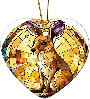 Stained Glass Themed Australian Animal Novelty Ceramic Xmas Tree Decoration Tropical Australian Wild Animal Christmas Ornaments Stained Glass Effect Colorful Ornament