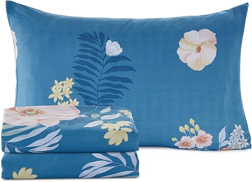 Miniatura 3 de Homiest - Juego de sábanas con estampado floral de 3 piezas, tamaño individual, juego de ropa de cama bonito y suave, sábanas botánicas de bolsillo