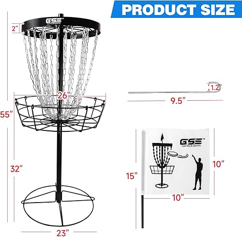 Miniatura 2 de GSE Games & Sports Expert PRO - Objetivo de golf de disco portátil, 1224 cadenas, cestas de meta de práctica de metal