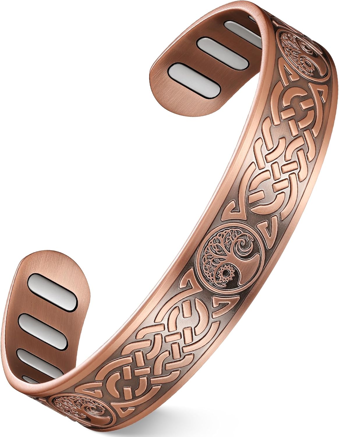 Feraco Copper Bracelet for Men, 5X Ultra Strength Magnetic Cuff Bangle with 5000 Gauss Neodymium Magnets, 99.99% Pure Copper Jewelry Gift, Adjustable