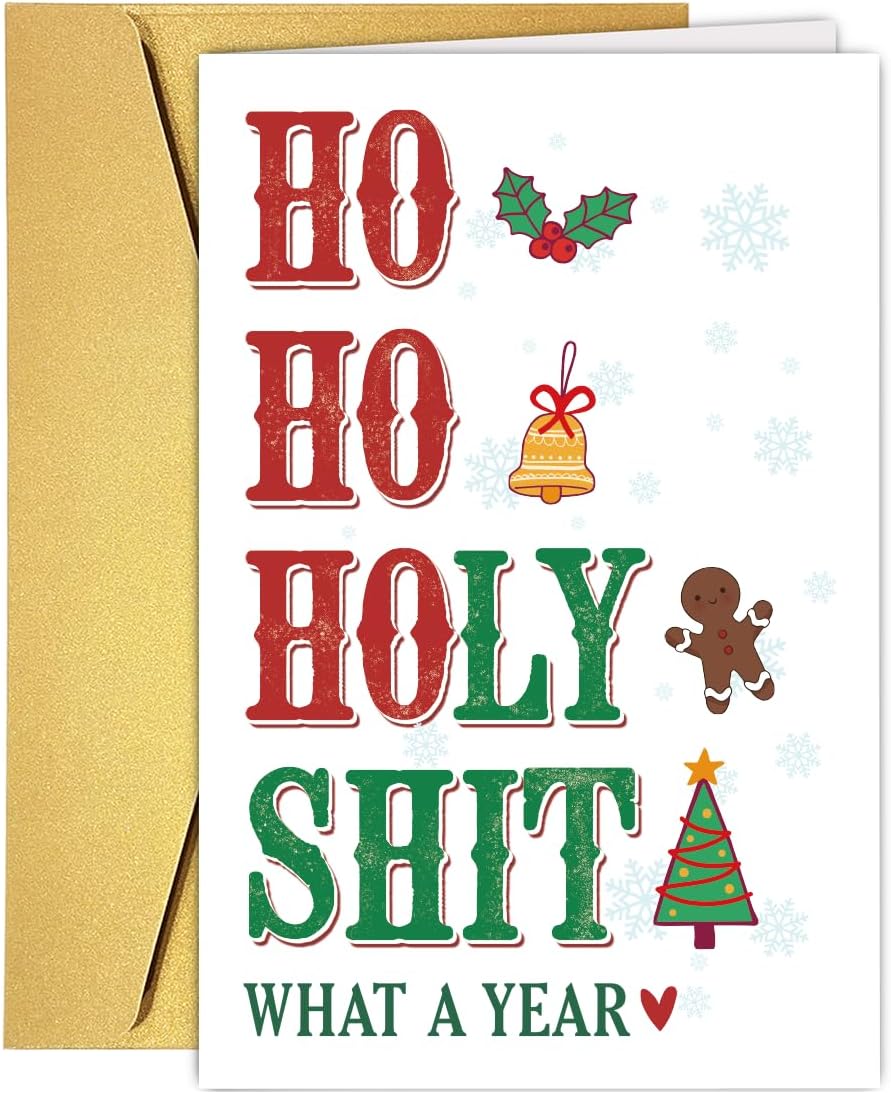 RUALOVE Funny Snarky Christmas Card for Women Men Friend, Cheeky Xmas Cards Gifts for Best Friends Bestie Brother Sister, Rude Christmas Holidays Card for Husband Wife Boyfriend Girlfriend