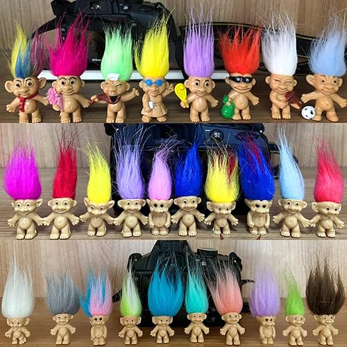 Miniatura 7 de Mini Muñecos Troll, Mini Figuras de Acción de Muñecos Troll Vintage de PVC, Toppers para Pasteles, Cromáticos, Adorables Pequeñitos Lindos de