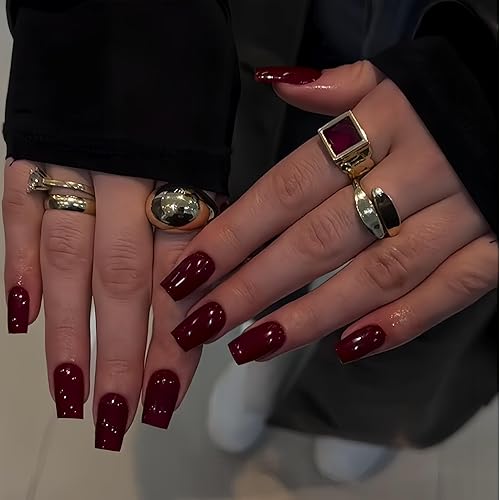 Miniatura 22 de Uñas postizas a presión color rosa bebé, uñas postizas cuadradas medianas con pegamento en uñas de longitud media, uñas acrílicas cortas con rosado