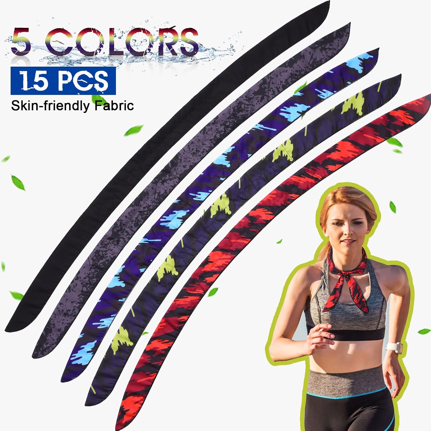 Tarpop Cooling Neck Wraps Cooling Bandana Neck Cooler Accessories Ice Wrap Scarf Headband for Summer Hot Weather Sport