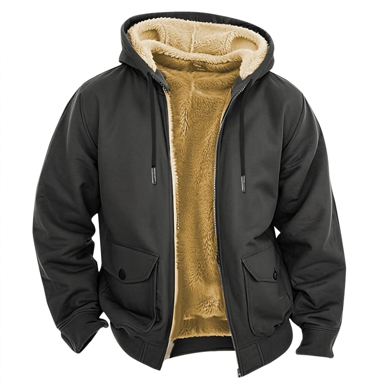 Ymosrh Men's Casual Winter Warm Fleece Heavyweight Full Zip Hooded Jacket Coats, M-8XL