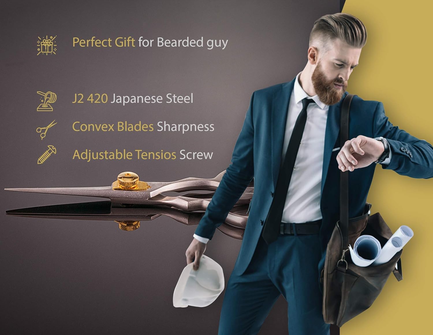 ONTAKI Premium Hand Forged Barber Salon Japanese Steel Beard Mustache Hair Shears Scissors for Bangs Haircuts : Beauty & Personal Care