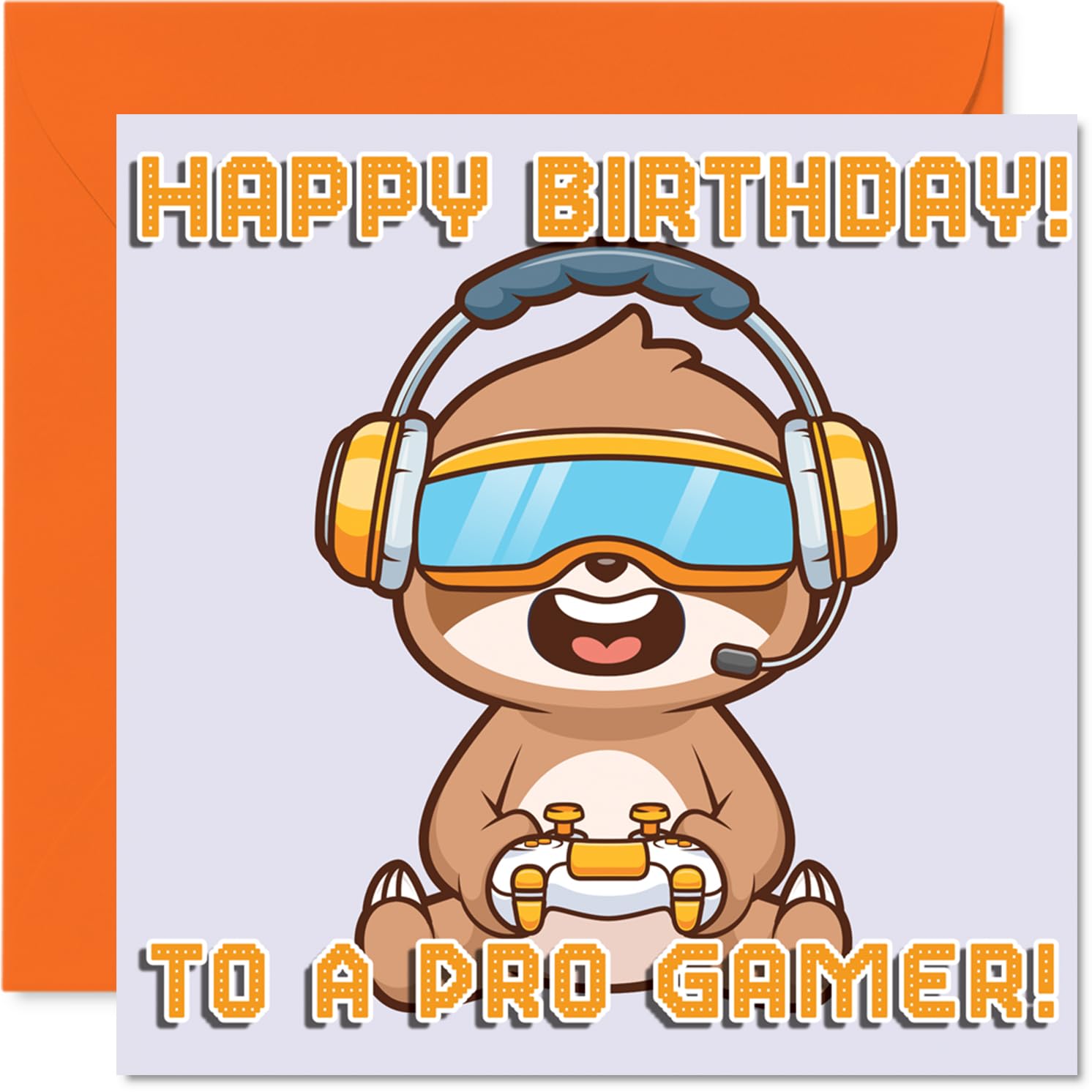 Cute Sloth Birthday Card for Girls Boys - Pro Gamer - Happy Birthday Card for Niece Son Nephew Granddaughter, 145mm Bday Greeting Cards
